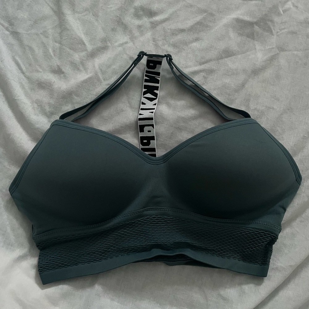 NWT Racerback PINK padded long line bralette w/ mesh detail